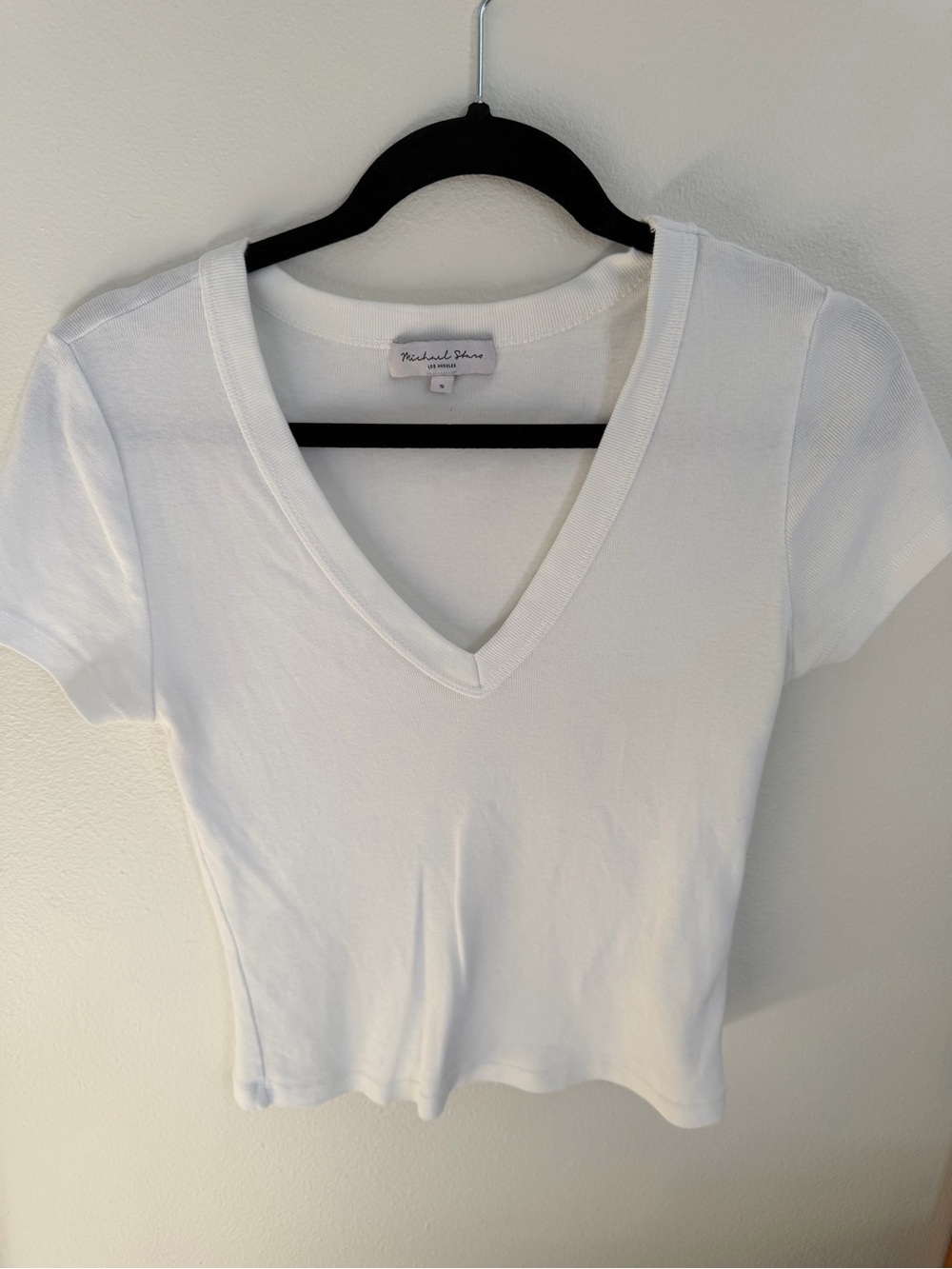 Michael Stars White Short Sleeve V-Neck Tee
